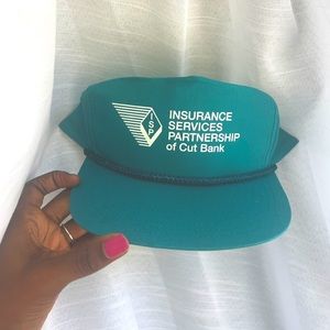 NWOT Vintage Teal Cutbank Montana Insurance Rope SnapBack Trucker Hat